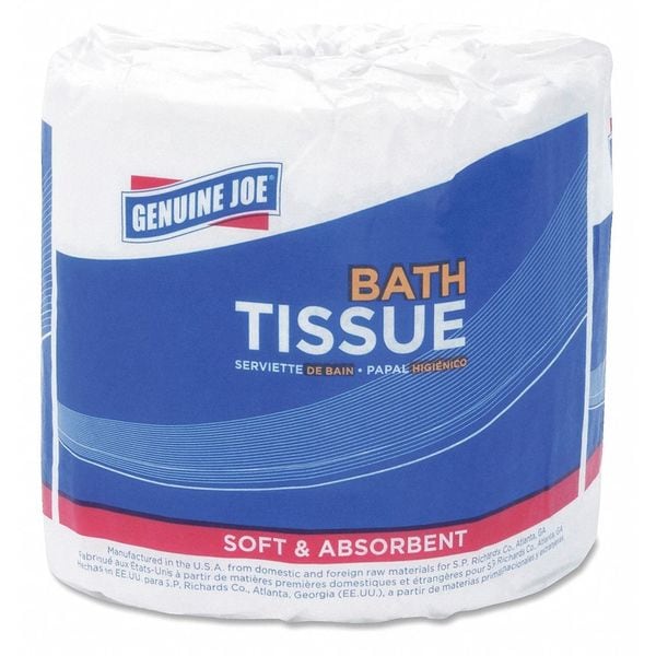 Genuine Joe Standard Bath Tissue, Toilet Paper, 3.15 in x 4 in Sheet Size, 400 Sheets per Roll, White, 96 PK - GJO2540096