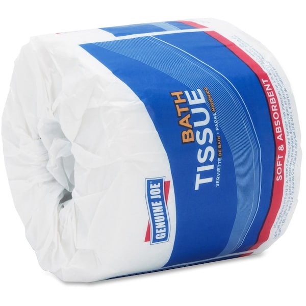 Genuine Joe Standard Bath Tissue, Toilet Paper, 3.15 in x 4 in Sheet Size, 400 Sheets per Roll, White, 96 PK - GJO2540096