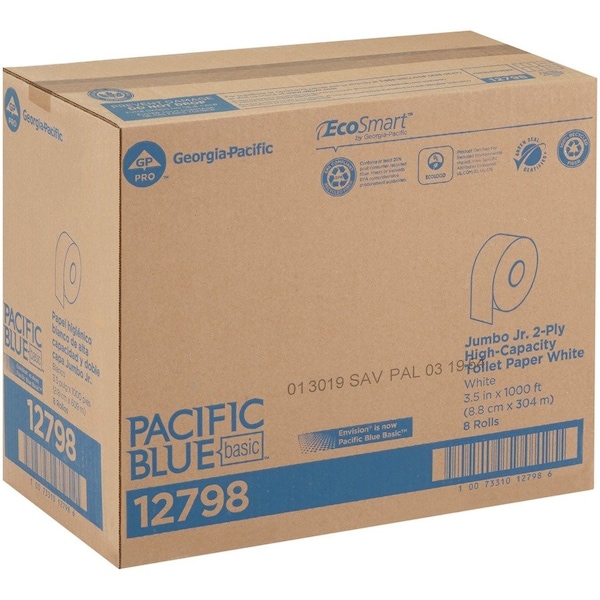 Georgia-Pacific Envision, Jumbo Core, 2 Ply, Continuous Sheets, White, 8 PK - 12798