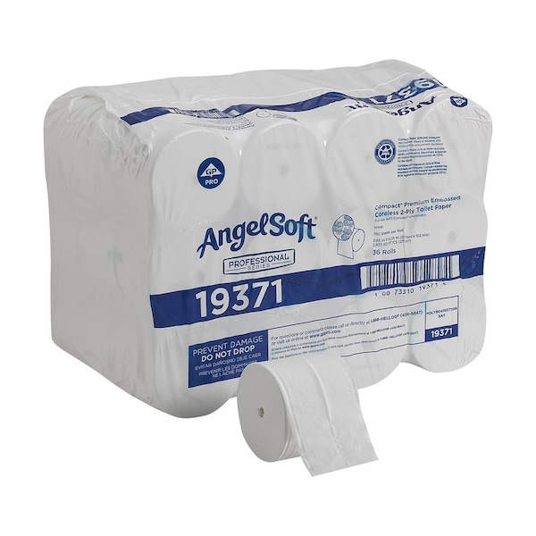 Georgia-Pacific Angel Soft Professional SeriesCompact, Coreless, 2 Ply, 750 Sheets, White, 36 PK - 19371