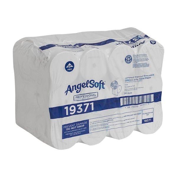 Georgia-Pacific Angel Soft Professional SeriesCompact, Coreless, 2 Ply, 750 Sheets, White, 36 PK - 19371