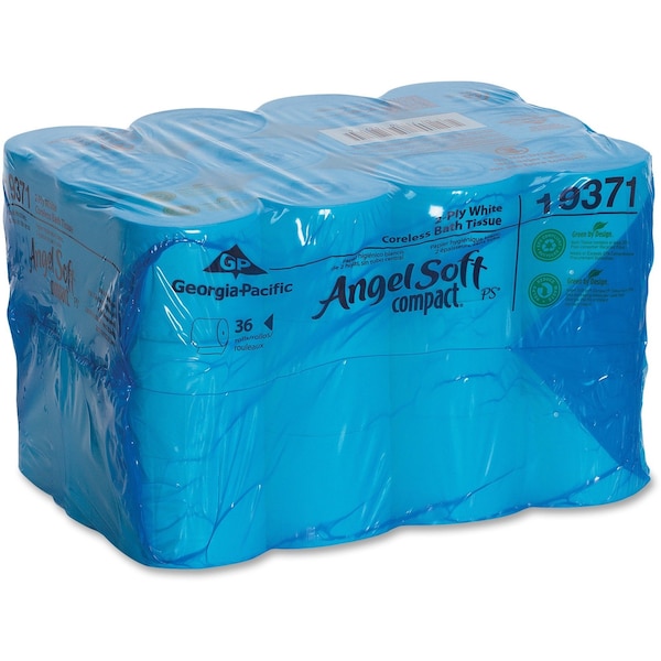 Georgia-Pacific Angel Soft Professional SeriesCompact, Coreless, 2 Ply, 750 Sheets, White, 36 PK - 19371