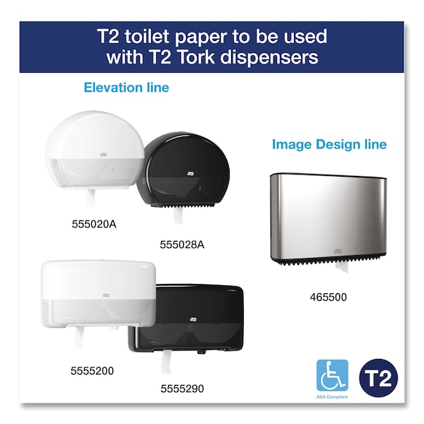 Tork Tork Mini Jumbo Toilet Paper Roll White T2, Advanced, 2-Ply, 12 x 751', 12024402 - 12024402