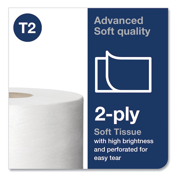Tork Tork Mini Jumbo Toilet Paper Roll White T2, Advanced, 2-Ply, 12 x 751', 12024402 - 12024402