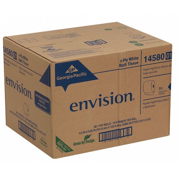 Georgia-Pacific Envision, Standard Core, 1 Ply, 1210 Sheets, White, 80 PK - 14580/01