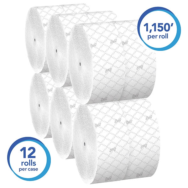 Kimberly-Clark Professional Scott Essential, Jumbo Coreless, 2 Ply, Continuous Sheets, White, 12 PK - 07006