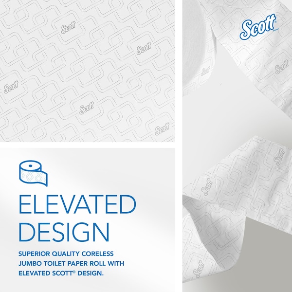 Kimberly-Clark Professional Scott Essential, Jumbo Coreless, 2 Ply, Continuous Sheets, White, 12 PK - 07006