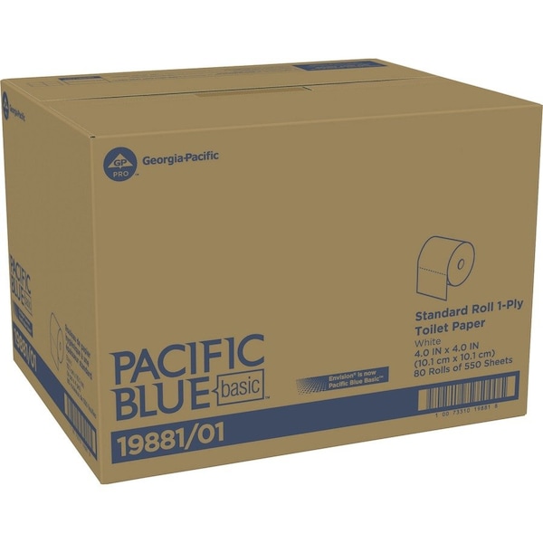 Georgia-Pacific Envision, Standard Core, 1 Ply, 550 Sheets, White, 80 PK - 19881/01
