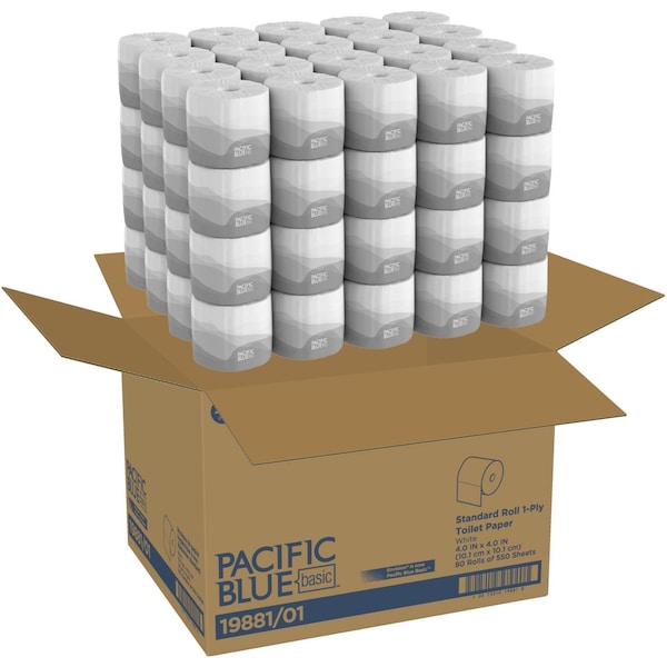 Georgia-Pacific Envision, Standard Core, 1 Ply, 550 Sheets, White, 80 PK - 19881/01