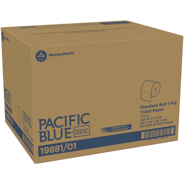 Georgia-Pacific Envision, Standard Core, 1 Ply, 550 Sheets, White, 80 PK - 19881/01