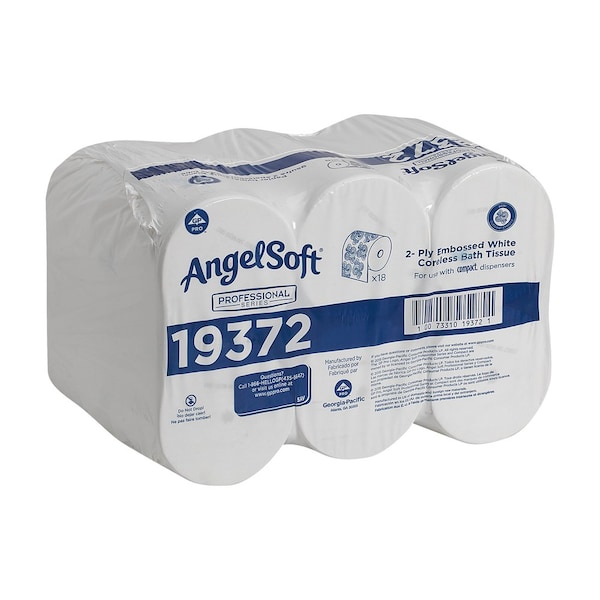 Georgia-Pacific Angel Soft Professional SeriesCompact, Coreless, 2 Ply, 1125 Sheets, White, 18 PK - 19372