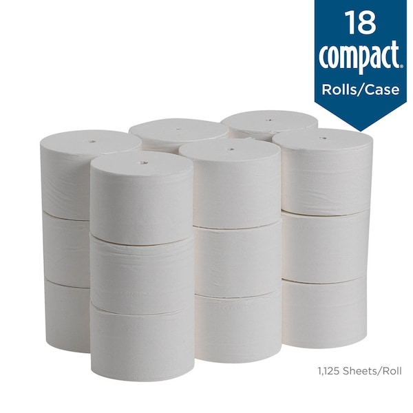Georgia-Pacific Angel Soft Professional SeriesCompact, Coreless, 2 Ply, 1125 Sheets, White, 18 PK - 19372