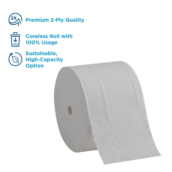 Georgia-Pacific Angel Soft Professional SeriesCompact, Coreless, 2 Ply, 1125 Sheets, White, 18 PK - 19372