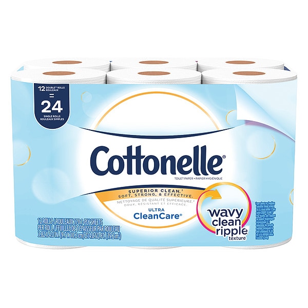 Kimberly-Clark Professional Cottonelle Ultra CleanCare Toilet Paper, 48 Rolls, 4 Packs of 12, 170 Sheets Per Roll - 12456