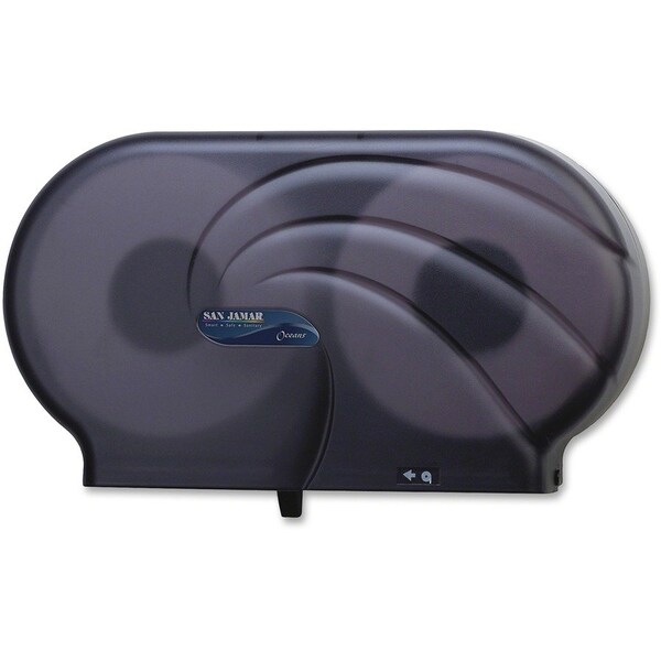 San Jamar 9" Twin Roll Bath Tissue Dispenser, 12"x19"x5-1/4", Black - SJMR4090TBK
