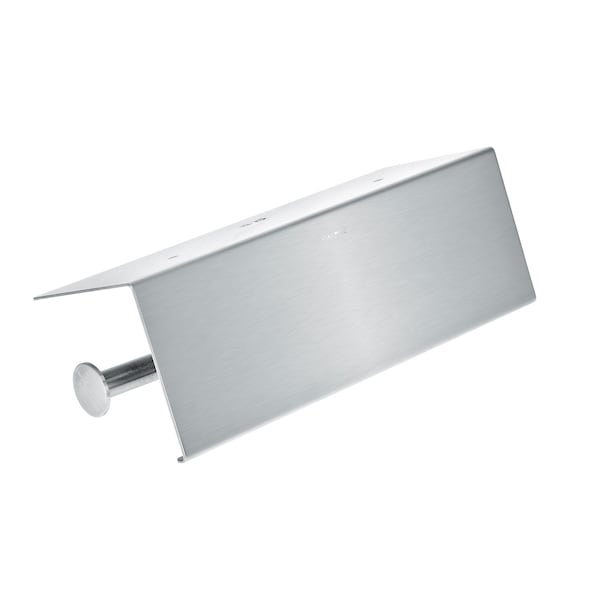 Alpine Industries Universal Brushed Stainless Steel Double Post Toilet Paper Holder with Shelf. - ALP487-B-MK