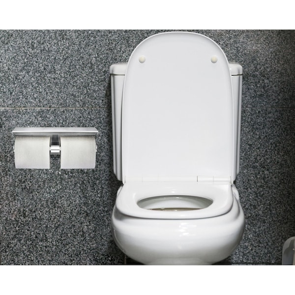 Alpine Industries Universal Brushed Stainless Steel Double Post Toilet Paper Holder with Shelf. - ALP487-B-MK