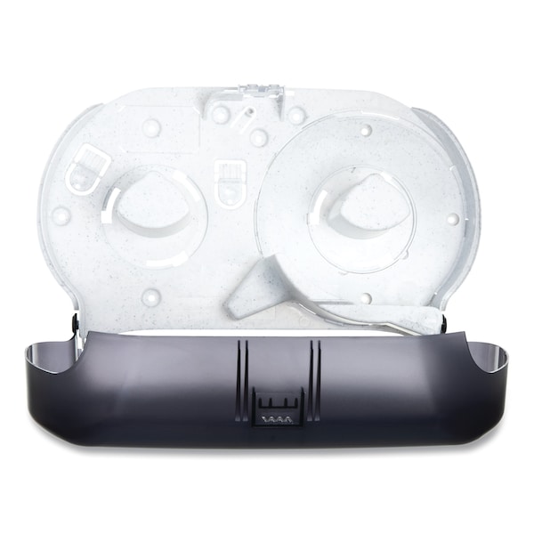 San Jamar Twin 9" Jumbo Tissue Dispenser, 19 x 5 1/4 x 12, Transparent Black Pearl - R4000TBK