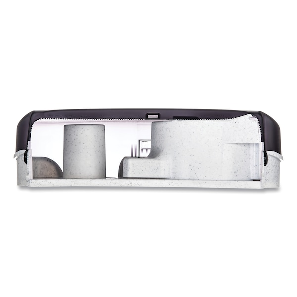 San Jamar Twin 9" Jumbo Tissue Dispenser, 19 x 5 1/4 x 12, Transparent Black Pearl - R4000TBK