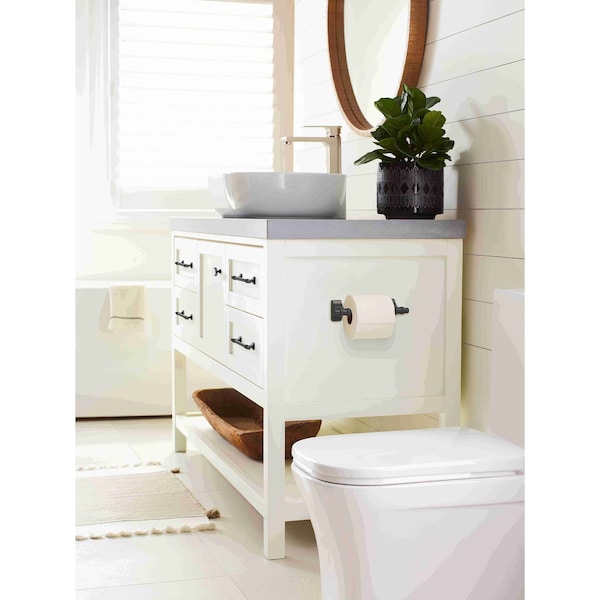 Amerock Davenport Matte Black Transitional Pivoting Double Post Toilet Paper Holder - BH36051MB