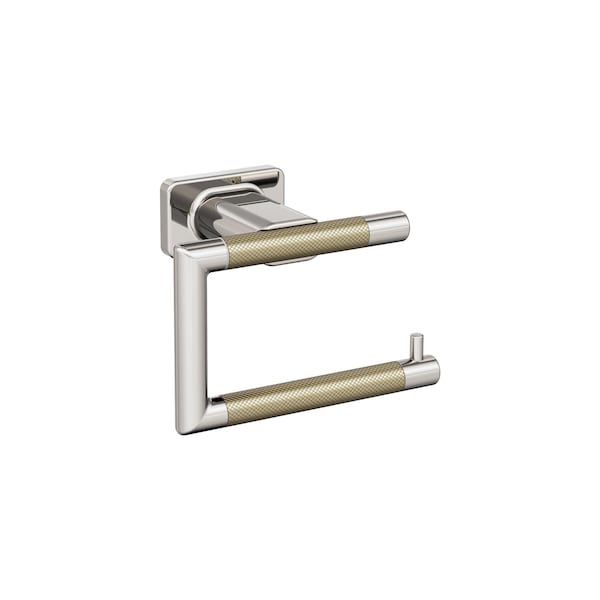 Amerock Esquire Polished Nickel/Golden Champagne Contemporary Single Post Toilet Paper Holder - BH26617PNBBZ