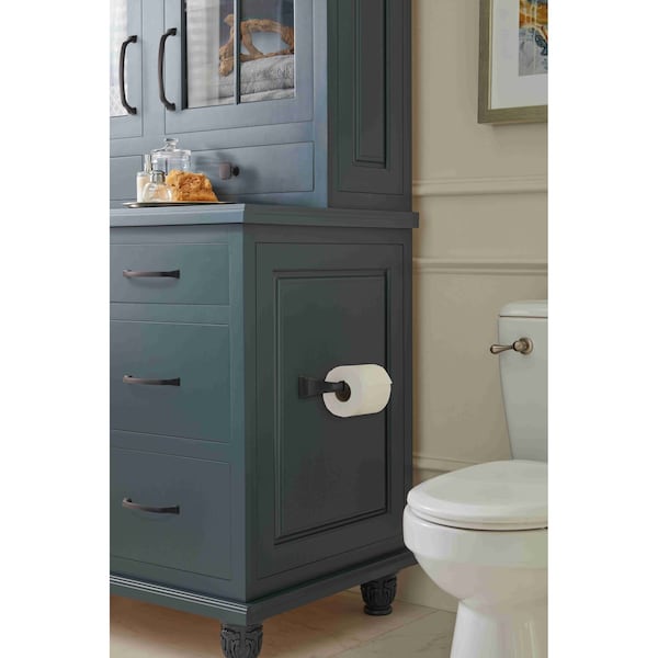Amerock Revitalize Matte Black Traditional Single Post Toilet Paper Holder - BH36031MB