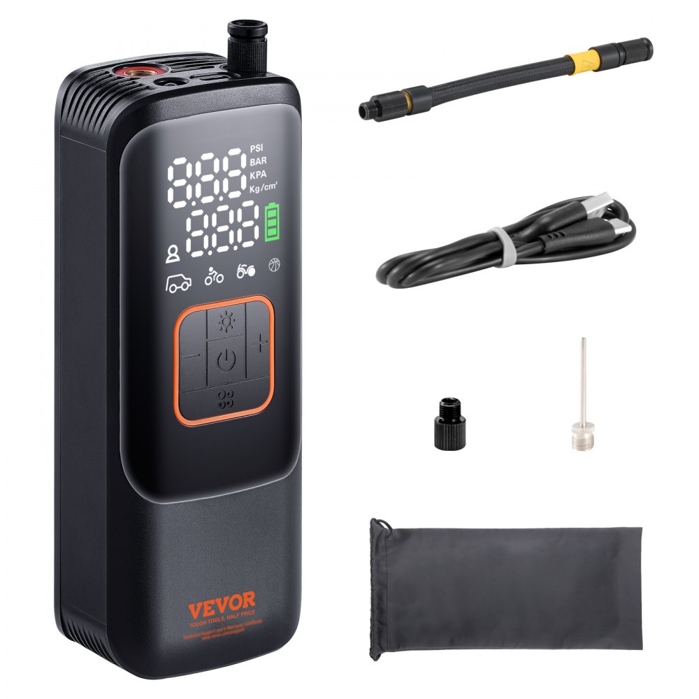 VEVOR Tire Inflator Portable Air Compressor 150PSI 4000mAh Rechargeable Auto-Off - CDSLTCQJ22005A79WV9