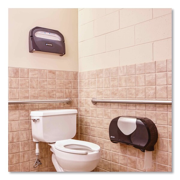 San Jamar Twin Jumbo Bath Tissue Dispenser, 20 1/14x5 7/8x11 9/10, Blk/Faux Stainless Steel - R4070BKSS