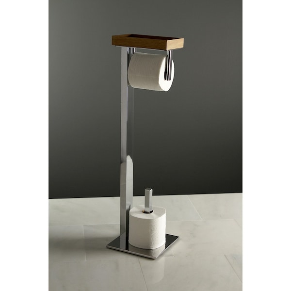 Edenscape Freestanding Toilet Paper Holder W/ Storage Shelf, Chrome - SCC8501