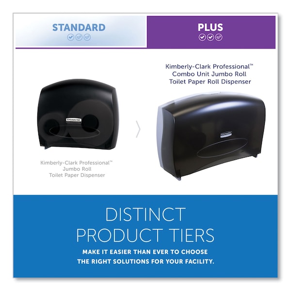 Kimberly-Clark Professional Cored JRT Jumbo Combo Tissue Dispenser, 20.4w x 5.8d x 13.1h, Smk/Gray - 09551
