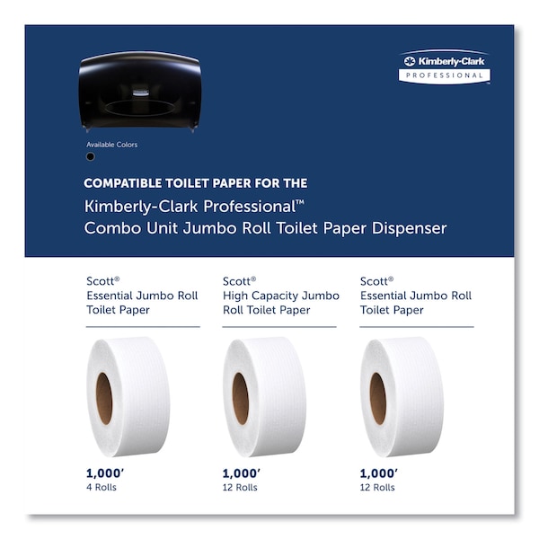 Kimberly-Clark Professional Cored JRT Jumbo Combo Tissue Dispenser, 20.4w x 5.8d x 13.1h, Smk/Gray - 09551