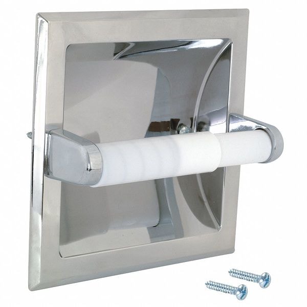 Zoro Select Toilet Paper Holder, Metal, White, 6-3/16"W - 15209