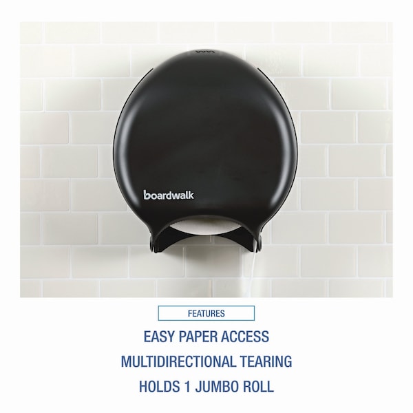 Boardwalk Single Jumbo Toilet Tissue Dispenser, 11 x 12 1/4, Black - R2000BKBW