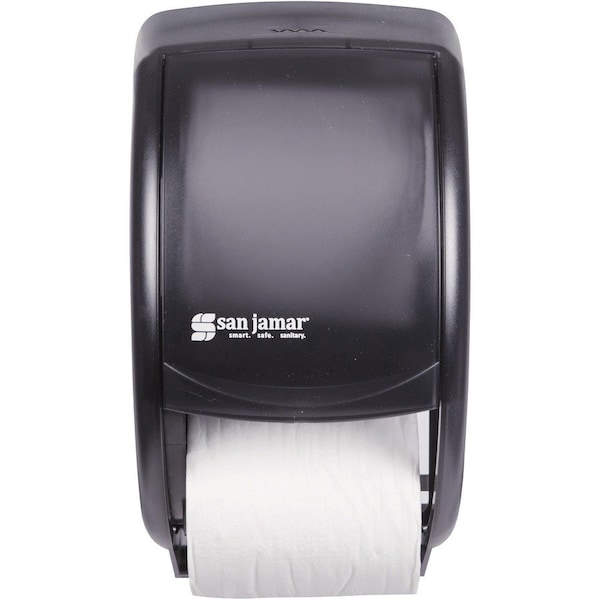 San Jamar Tissue Dispenser, 2-Roll, 7-1/2"x7"x12-3/4", Black/Pearl - SJMR3500TBK