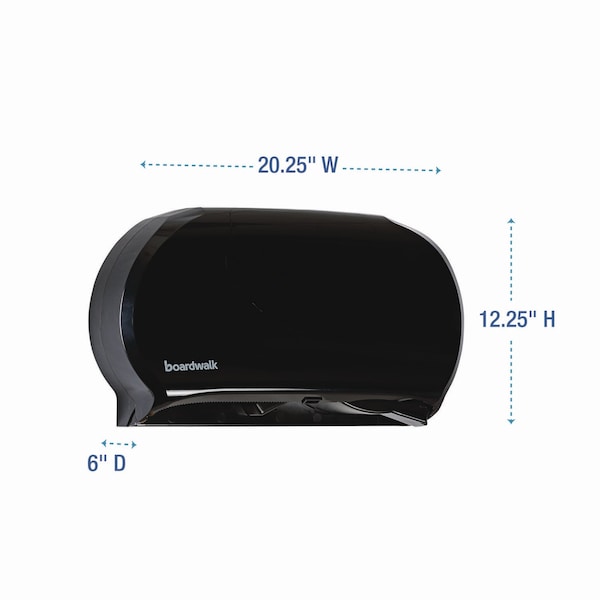 Boardwalk Jumbo Twin Toilet Tissue Dispenser, 20 1/4 x 12 1/4, Black - R4070BKBW