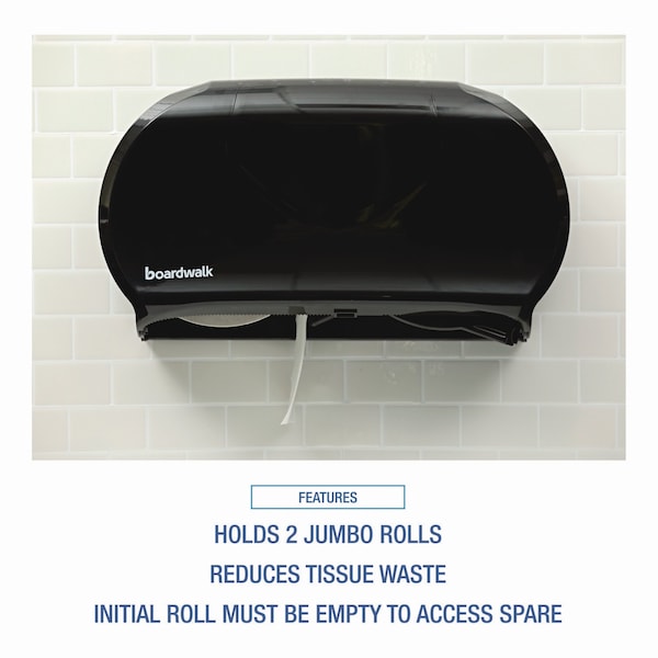 Boardwalk Jumbo Twin Toilet Tissue Dispenser, 20 1/4 x 12 1/4, Black - R4070BKBW