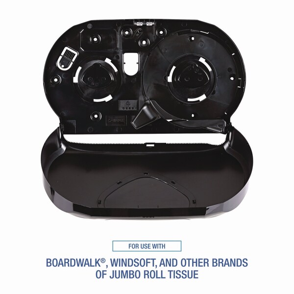 Boardwalk Jumbo Twin Toilet Tissue Dispenser, 20 1/4 x 12 1/4, Black - R4070BKBW