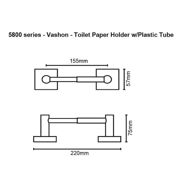 Orca Hardware Toilet Paper Holder With Plastic Tube, CH Polished Chrome Finish - 5852-CH