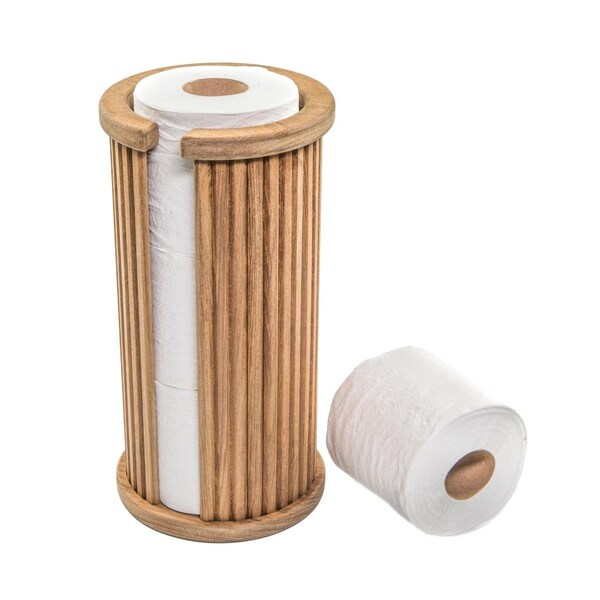 Homeroots Traditional Solid Teak Toilet Paper Rack Brown - 475853