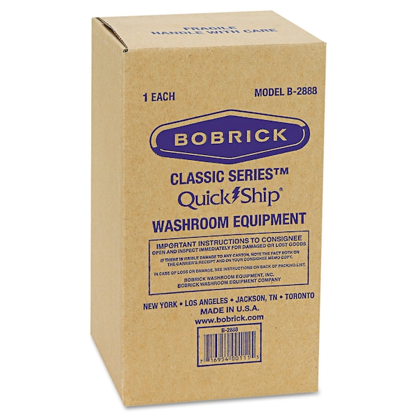 Bobrick Stainless Steel 2-Roll Tissue Dispenser, 6 1/16 x 5 15/16 x 11 - 2888