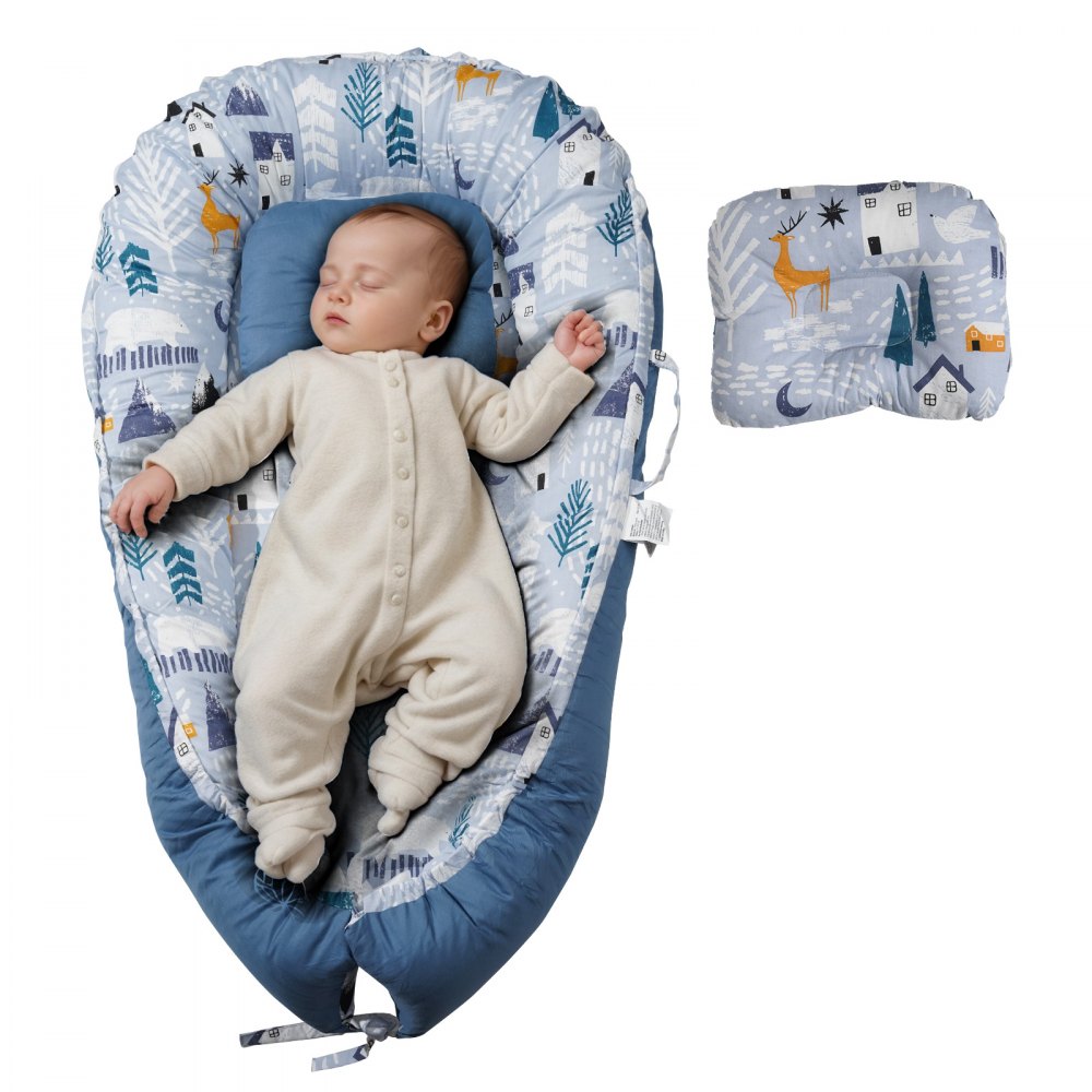 VEVOR Baby Lounger 100% Cotton Newborn Nest Sleeper with Headrest and 2 Covers - BWSYEWBWSYEWM9LWMV0