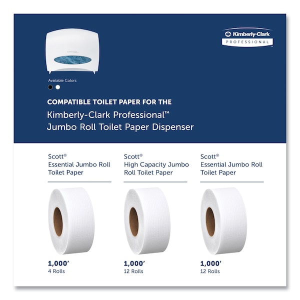 Kimberly-Clark Professional JRT Jr. Escort Jumbo Roll Bath Tissue Dispenser, 16x5.75x13.88, White - 9508