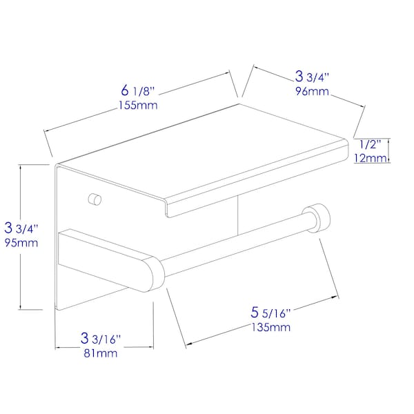 Alfi Brand Brushed Stainless Steel Toilet Paper Holder with Shelf - ABTP66-BSS