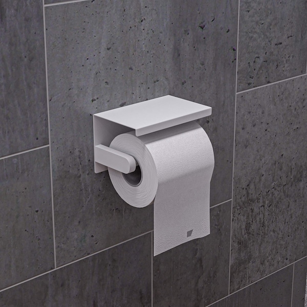 Alfi Brand White Matte Stainless Steel Toilet Paper Holder with Shelf - ABTPC66-W