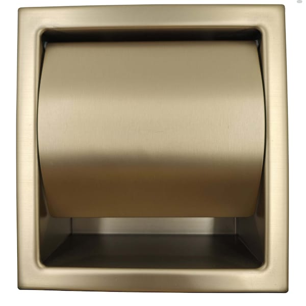 Alfi Brand PVD Brushed Gold Stainless Steel Recessed Toilet Paper Holder W/ Cover - ABTPP77-BG