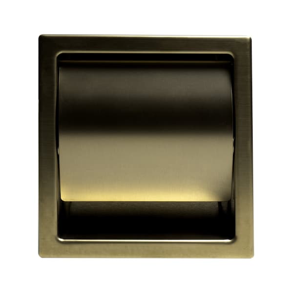 Alfi Brand PVD Brushed Gold Stainless Steel Recessed Toilet Paper Holder W/ Cover - ABTPP77-BG