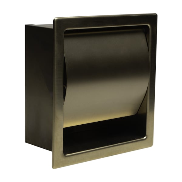 Alfi Brand PVD Brushed Gold Stainless Steel Recessed Toilet Paper Holder W/ Cover - ABTPP77-BG