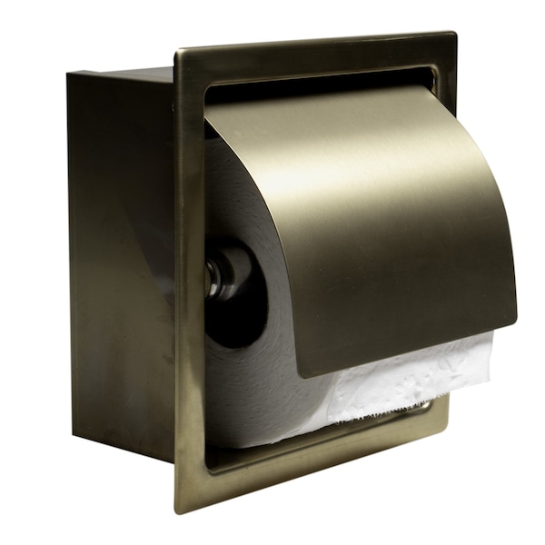 Alfi Brand PVD Brushed Gold Stainless Steel Recessed Toilet Paper Holder W/ Cover - ABTPP77-BG