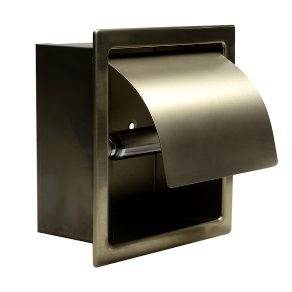 Alfi Brand PVD Brushed Gold Stainless Steel Recessed Toilet Paper Holder W/ Cover - ABTPP77-BG