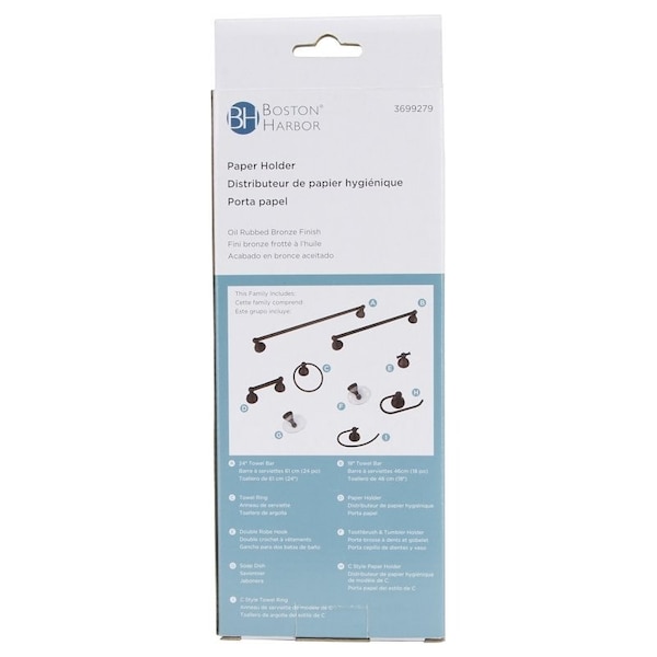 Boston Harbor L5056-50-10-3L Paper Holder, PP Roller/Zinc, Oil-Rubbed Bronze, Wall Mounting - L5056-50-103L